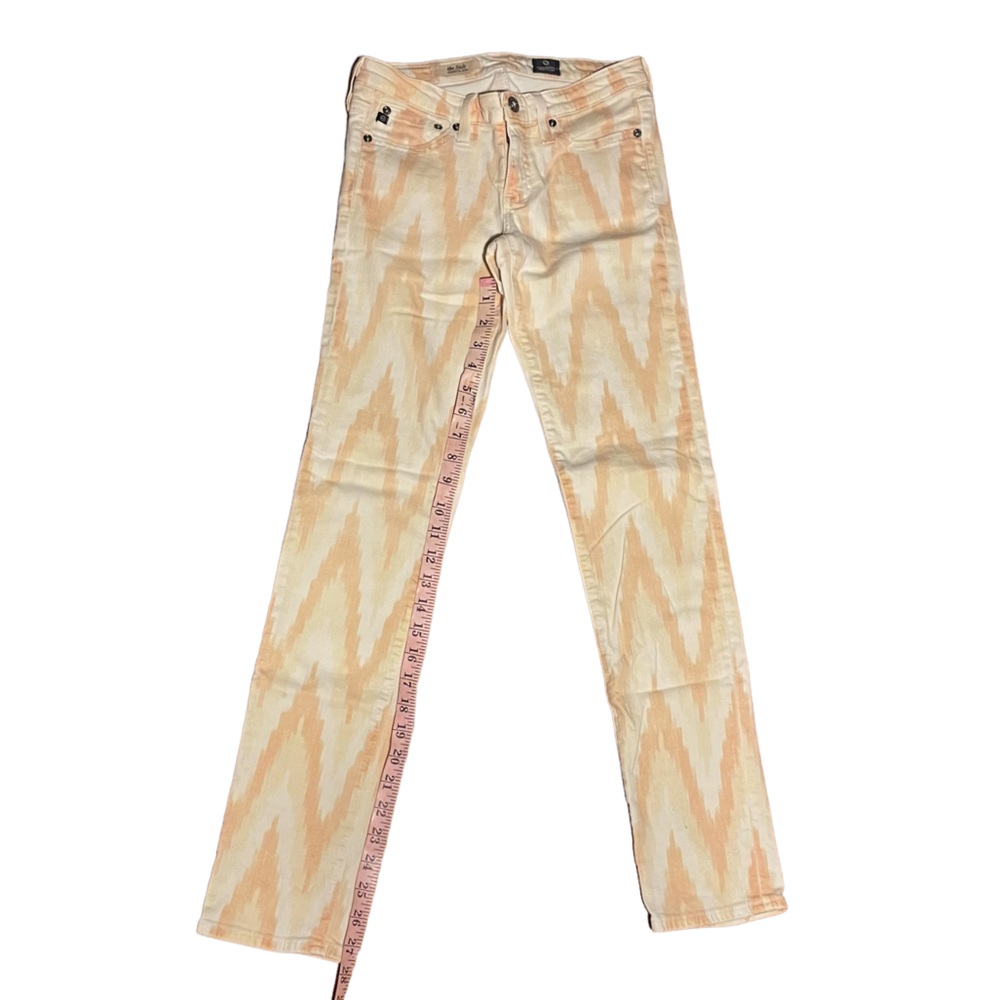 Y2K Vintage Low Rise AG Orange and cream zig zag tribal jeans - Picture 5 of 8